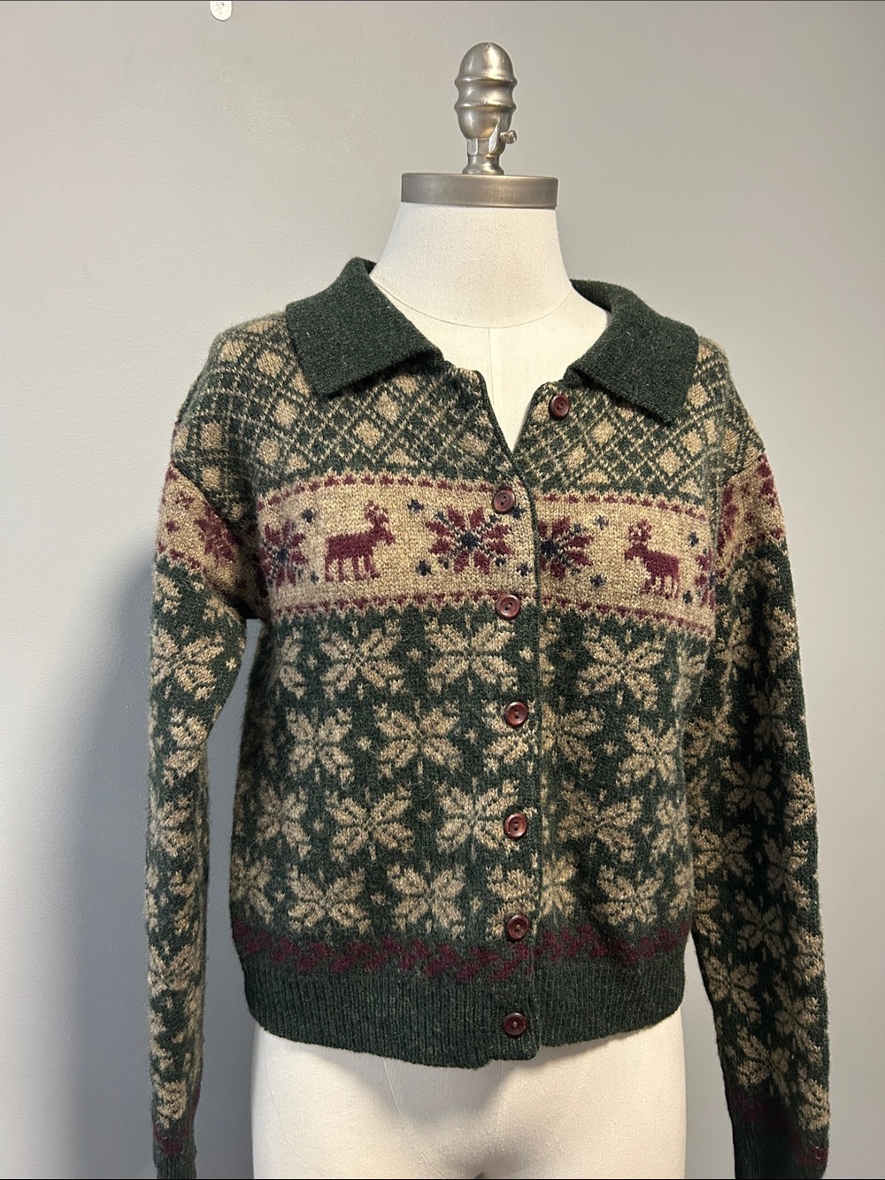 Vintage G.A.M Nordic Cottagecore Print Wool Cardigan Sweater - Picture 12 of 12
